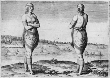 Femme indienne de Secoton, gravée par Theodor de Bry (1528-1598)